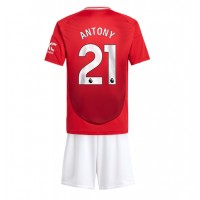 Manchester United Antony #21 Domáci Detský futbalový dres 2024-25 Krátky Rukáv (+ trenírky)